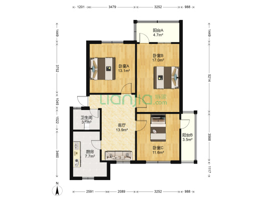 水南街电教馆 3室1厅1卫 75平方