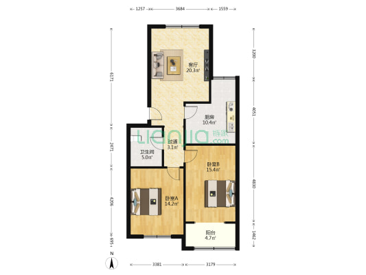金堆城花园小区 2室1厅1卫 100平方