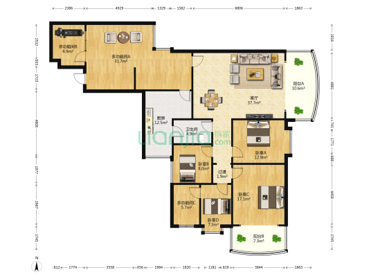 金阳乾图中心广场 7室1厅1卫 194平方