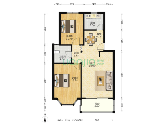 鸿泽苑 2室2厅1卫 86平方