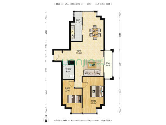 都市名典 2室1厅1卫 112平方