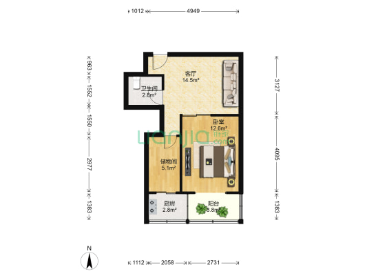 詹滨西里 1室1厅1卫 46平方