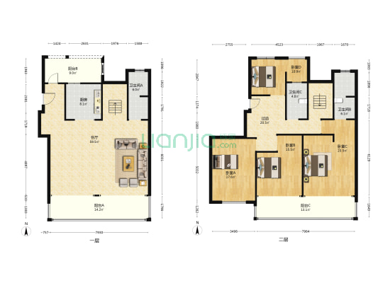 大城小院 4室1厅3卫 230平方