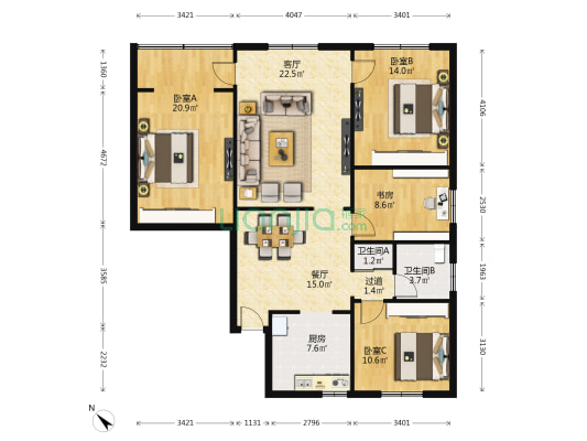 永溪街156号 4室2厅2卫 141平方