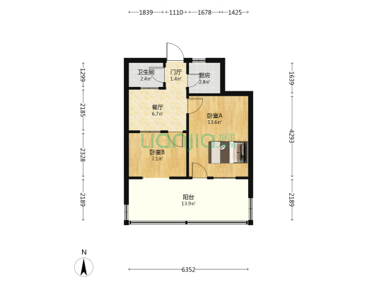 青年影院东28号院 2室1厅1卫 45平方