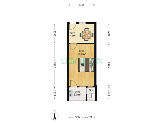 学院西路六十六弄 1室1厅1卫 30平方