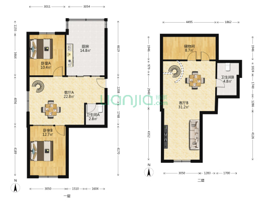 隆达小区 2室2厅2卫 78平方