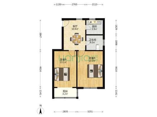 临潮大楼 2室1厅1卫 73平方