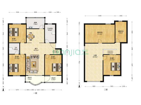 新湾商贸城 4室1厅2卫 131平方