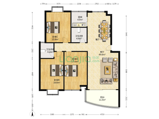 澄湖经典 3室1厅2卫 137平方