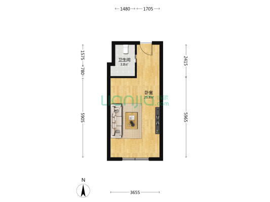 科华南领馆 1室0厅1卫 41平方