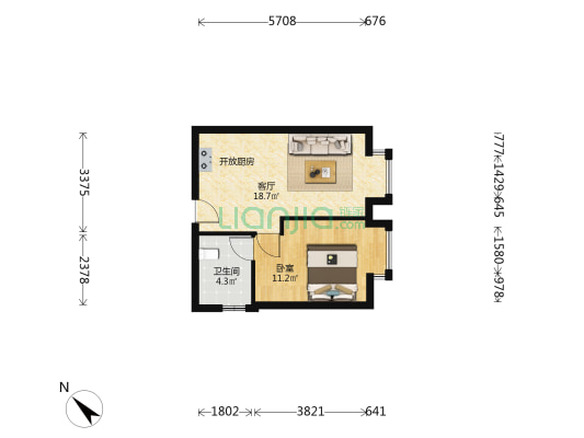 鸿禾温泉大厦 1室1厅1卫 45平方