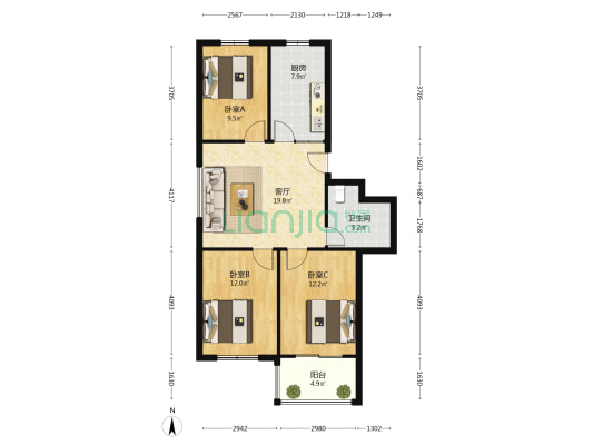 颐和家园(昌乐县) 3室1厅1卫 94平方
