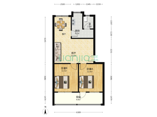 信和苑四区 2室1厅1卫 73平方