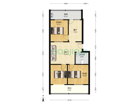 中铁十二局集团二号小区 3室2厅1卫 80平方
