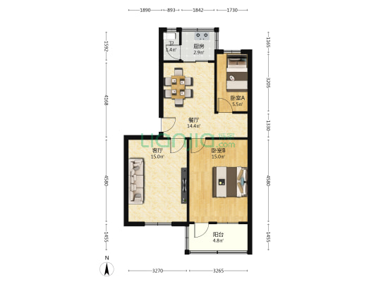 省委宿舍四区 2室2厅1卫 71平方