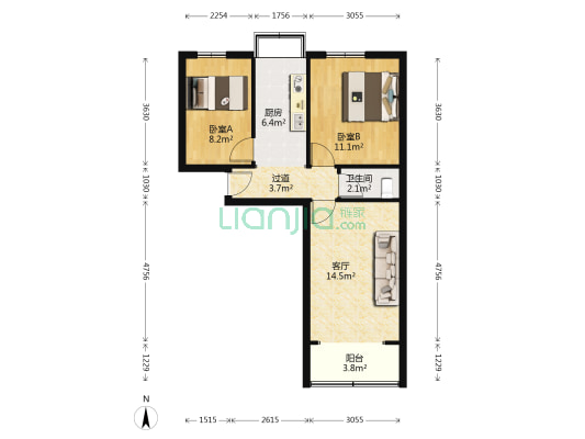 海纳大庆路小区 2室1厅1卫 51平方