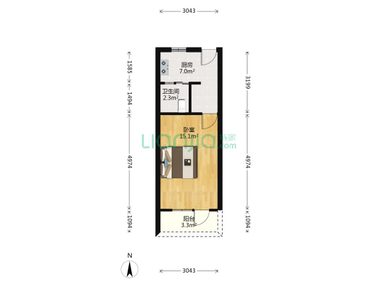 万航渡路682号 1室0厅1卫 35平方