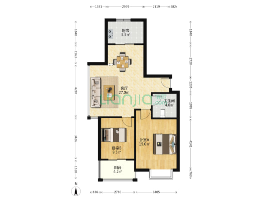 浦沿公寓 2室1厅1卫 85平方