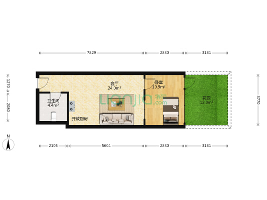 经典2000 1室1厅1卫 49平方