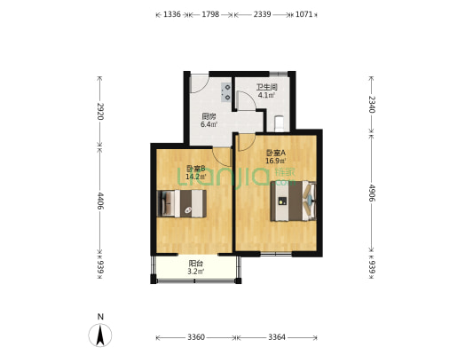 华港小区 2室0厅1卫 56平方