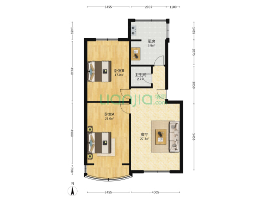 外南街28号 2室1厅1卫 91平方