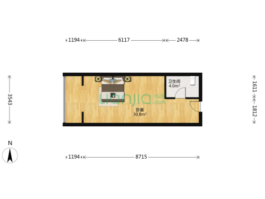 中新大厦 1室0厅1卫 50平方