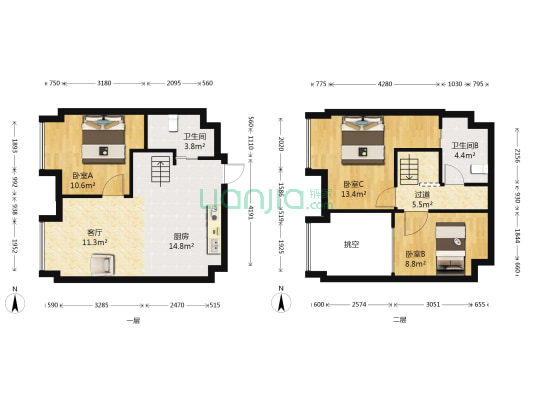 悦郡城 3室1厅2卫 60平方