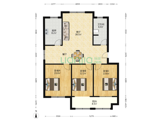 高创浞河源 3室1厅1卫 125平方