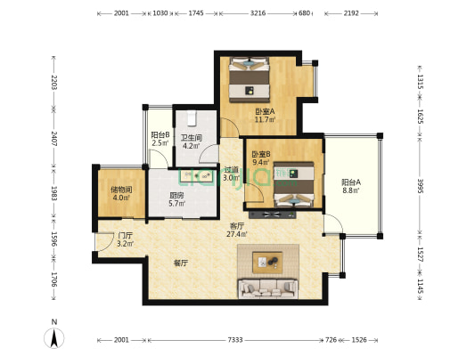 红树湾一期 2室1厅1卫 84平方