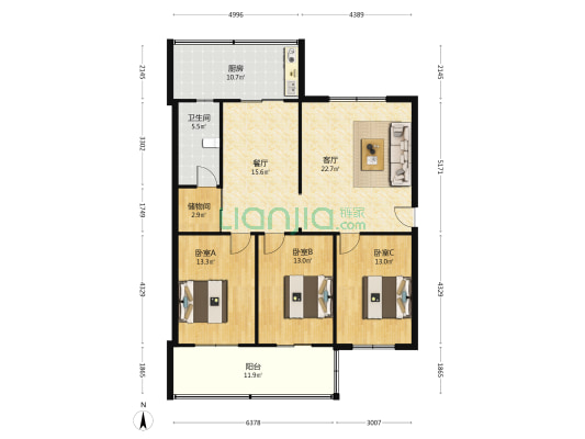 并州北路64号院 3室2厅1卫 118平方