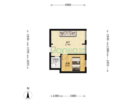 茂泰世纪大楼 1室1厅1卫 41平方