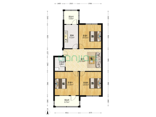清滨路92-3号 3室1厅1卫 110平方