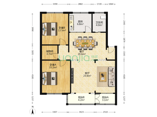 苋浦社区春秋北路 2室2厅1卫 110平方