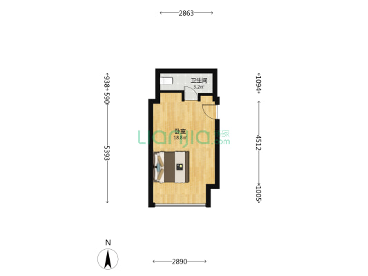 保利天禧Mall 1室0厅1卫 35平方