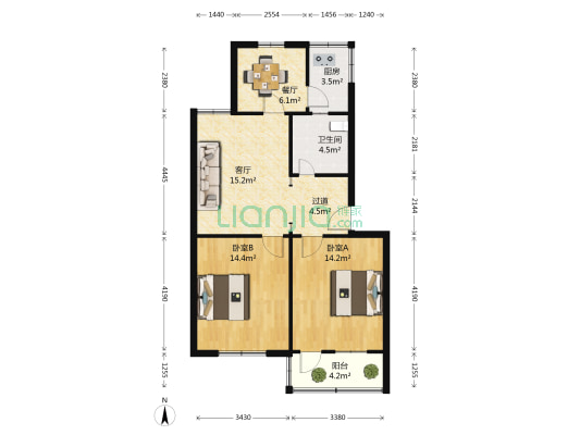 汉兴路59号院 2室2厅1卫 77平方
