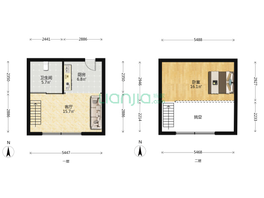 欢乐颂 1室1厅1卫 46平方