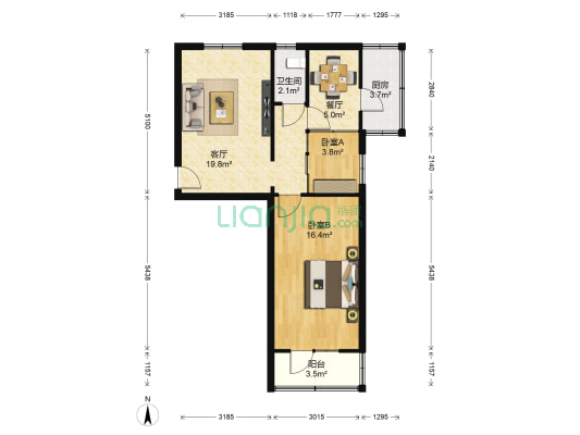 人保财险七里河家属院 2室2厅1卫 63平方