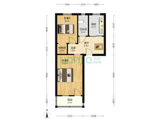 人民巷37号 2室1厅1卫 56平方