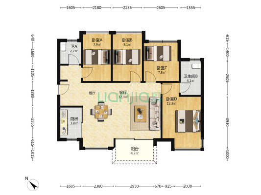 万科海上城市三期 4室1厅2卫 99平方