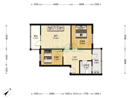 马鞍东路社区 2室1厅1卫 62平方