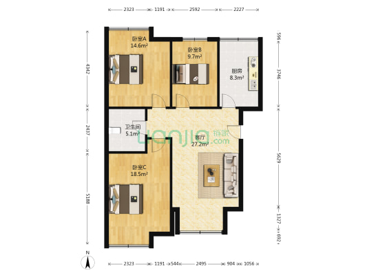 阳光佳园四里 3室1厅1卫 98平方
