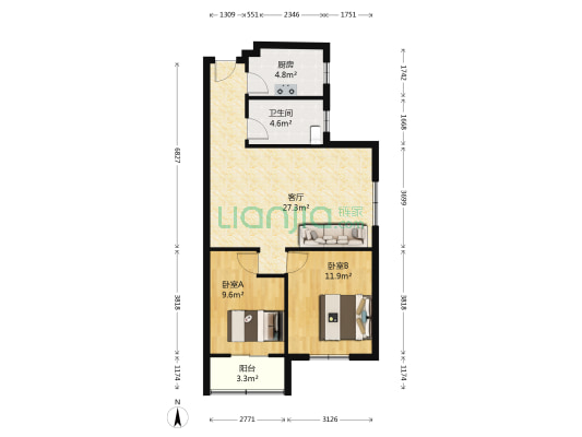 银珠明园南区 2室1厅1卫 87平方