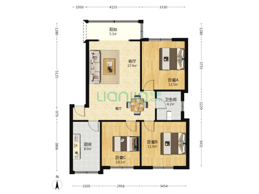 榕树仔村 3室1厅1卫 99平方