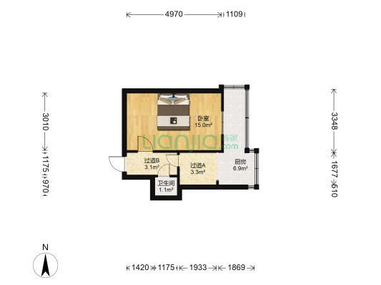 建平楼 1室0厅1卫 27平方