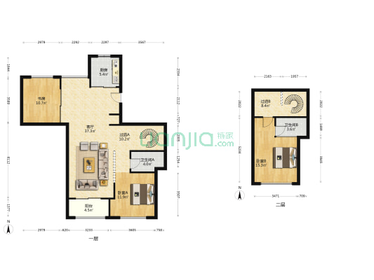 香缇原墅新鸿 3室1厅2卫 115平方