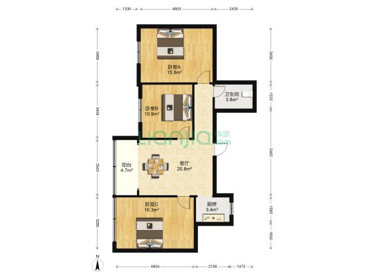 复兴新村 3室1厅1卫 102平方