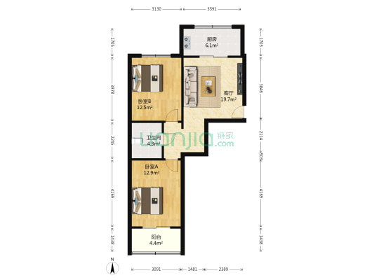 八冶家园南院 2室1厅1卫 80平方