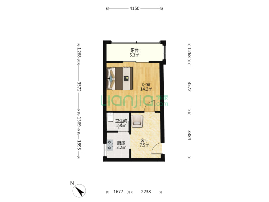 大连路3号 1室1厅1卫 40平方