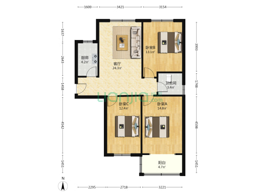 水岸花城，一线河景美宅，标准现房，即买即住-户型图